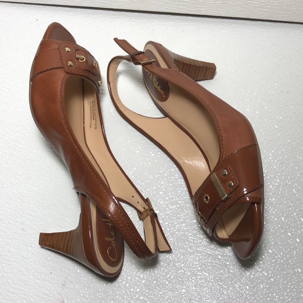 Cole Haan brown women’s leather shoes Heels Sz 6.5 - Picture 2 of 10
